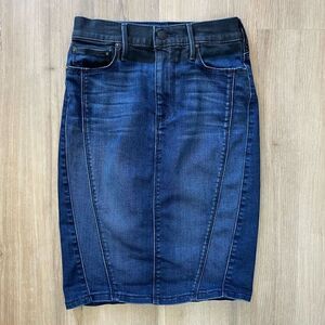 True Religion Womens Blue Chloe Geometric Zipper Slits Pencil Jean Skirt Size 25